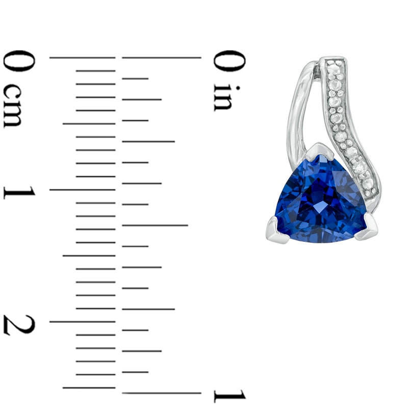 7.0mm Trillion-Cut Lab-Created Blue Sapphire and Diamond Accent Drop Earrings in Sterling Silver