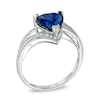 7.0mm Trillion-Cut Lab-Created Blue Sapphire and Diamond Accent Ring in Sterling Silver