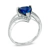 Thumbnail Image 2 of 7.0mm Trillion-Cut Lab-Created Blue Sapphire and Diamond Accent Ring in Sterling Silver