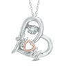 Thumbnail Image 0 of Diamond Accent "MOM" Tilted Heart Pendant in Two-Tone Sterling Silver