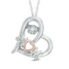 Thumbnail Image 1 of Diamond Accent "MOM" Tilted Heart Pendant in Two-Tone Sterling Silver