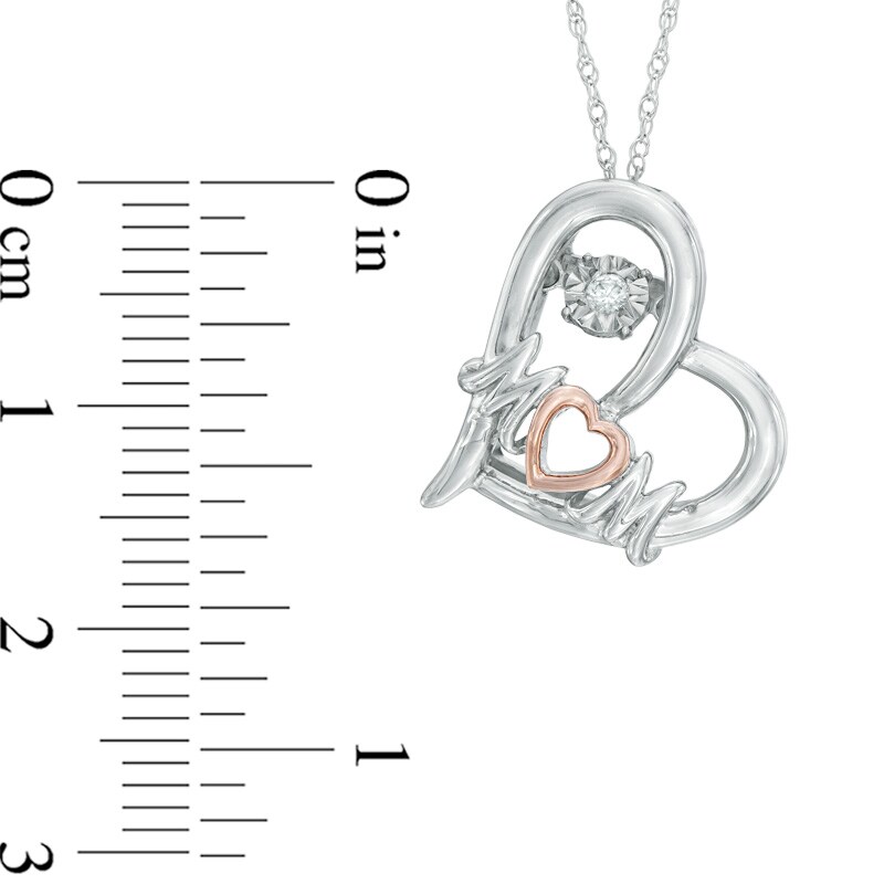 Main Image 2 of Diamond Accent "MOM" Tilted Heart Pendant in Two-Tone Sterling Silver