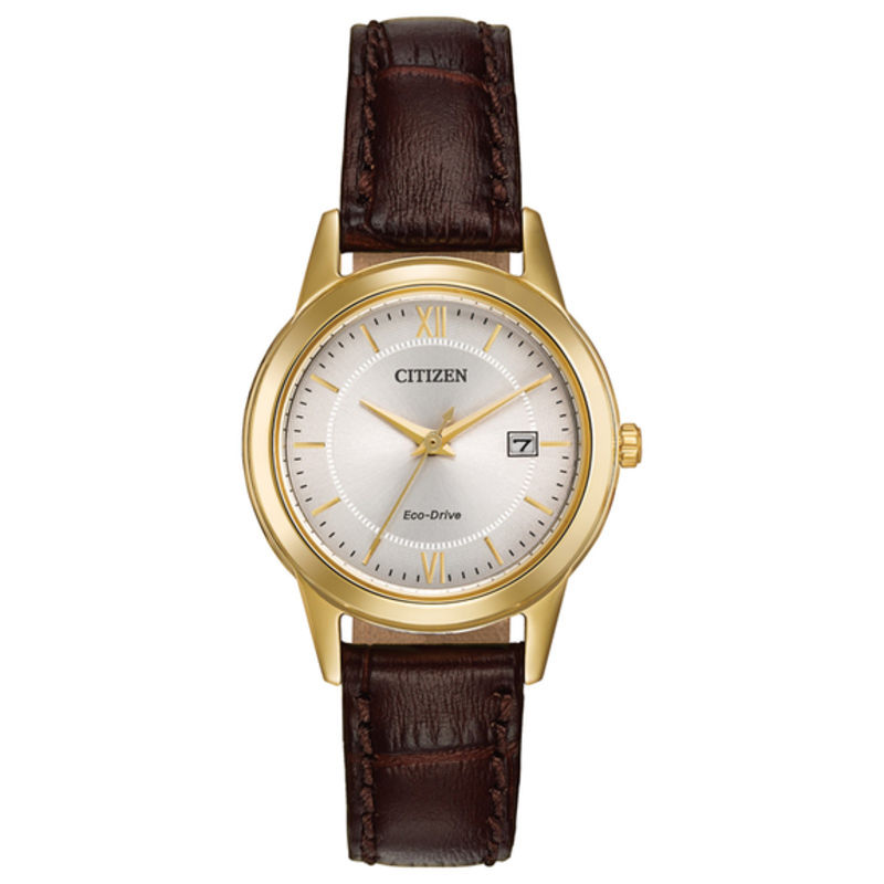 Main Image 1 of Ladies' Citizen Eco-Drive® Corso Gold-Tone Strap Watch with Silver-Tone Dial (Model: FE1082-05A)
