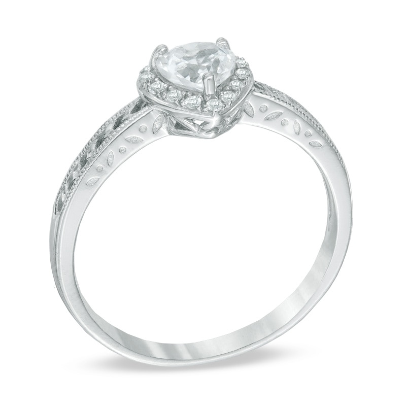 Main Image 2 of Heart-Shaped Lab-Created White Sapphire Pendant, Ring and Earrings Set in Sterling Silver - Size 7