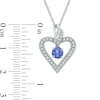 Thumbnail Image 2 of 5.0mm Tanzanite and 1/10 CT. T.W. Diamond Vintage-Style Heart Pendant in Sterling Silver