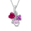 Thumbnail Image 1 of Heart-Shaped Lab-Created Multi-Gemstone and White Sapphire Bouquet Pendant in Sterling Silver