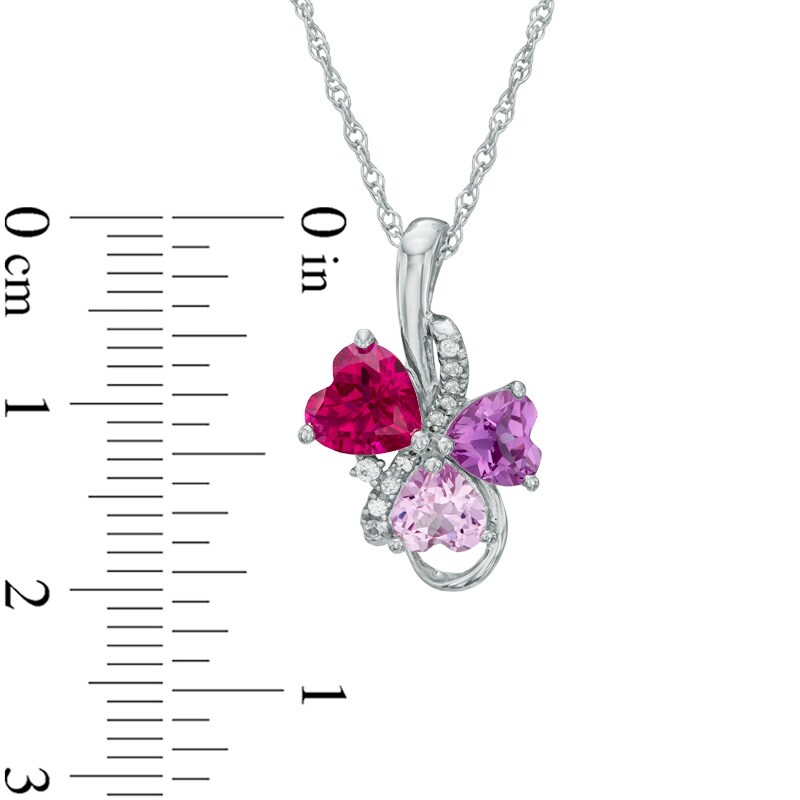 Main Image 2 of Heart-Shaped Lab-Created Multi-Gemstone and White Sapphire Bouquet Pendant in Sterling Silver