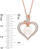 Thumbnail Image 1 of Cultured Freshwater Pearl and Lab-Created White Sapphire Heart Pendant in Sterling Silver with 14K Rose Gold Plate