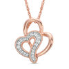 Thumbnail Image 0 of Lab-Created White Sapphire Double Heart Pendant in Sterling Silver with 14K Rose Gold Plate