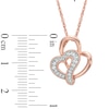 Thumbnail Image 1 of Lab-Created White Sapphire Double Heart Pendant in Sterling Silver with 14K Rose Gold Plate