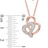 Thumbnail Image 1 of Lab-Created White Sapphire Double Heart Pendant in Sterling Silver with 14K Rose Gold Plate