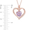 Thumbnail Image 1 of 8.0mm Rose de France Amethyst and Lab-Created White Sapphire Heart Pendant in Sterling Silver with 14K Rose Gold Plate