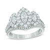 Thumbnail Image 1 of 1-1/2 CT. T.W. Marquise Diamond Frame Past Present Future® Ring in 14K White Gold