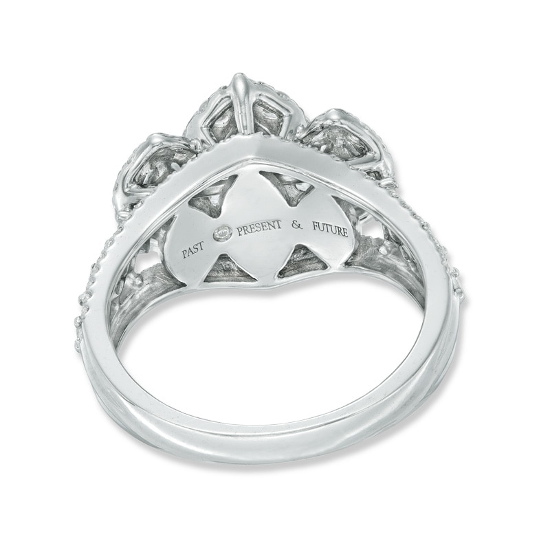 Main Image 3 of 1-1/2 CT. T.W. Marquise Diamond Frame Past Present Future® Ring in 14K White Gold