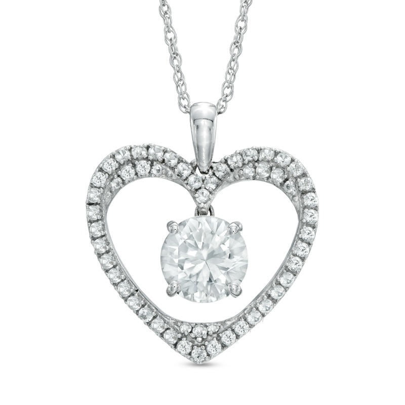 7.5mm Lab-Created White Sapphire Heart Pendant in Sterling Silver