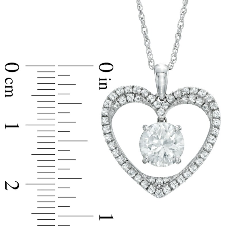Main Image 2 of 7.5mm Lab-Created White Sapphire Heart Pendant in Sterling Silver