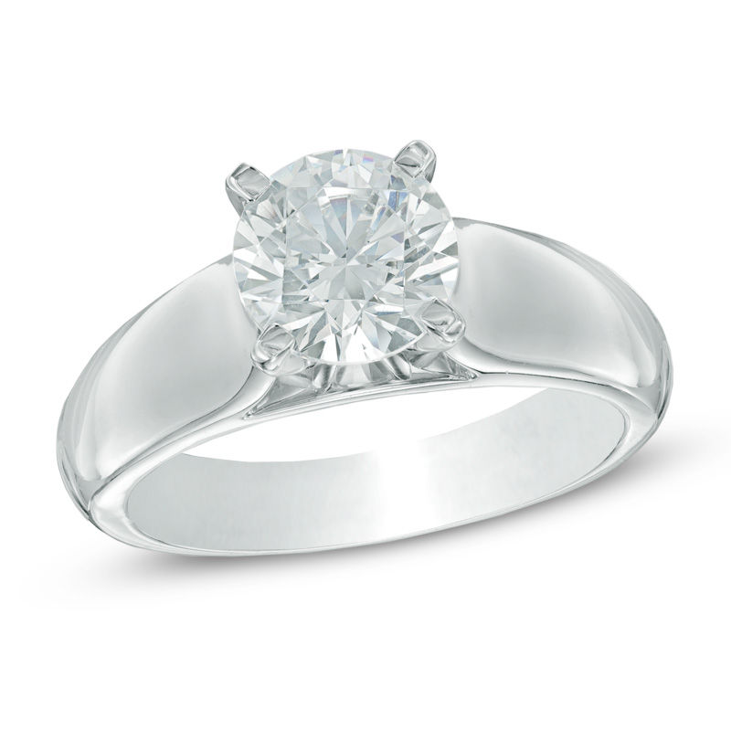 Main Image 1 of 1-1/2 CT. Certified Diamond Solitaire Engagement Ring in 14K White Gold (J/I2)
