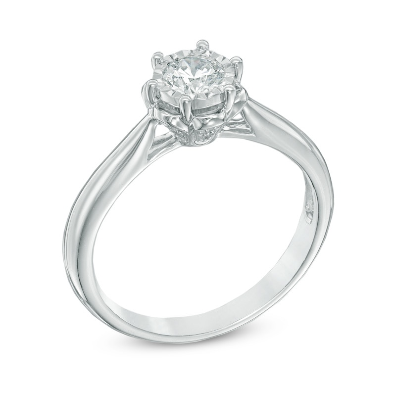 1/2 CT. T.W. Diamond Flower Engagement Ring in 10K White Gold
