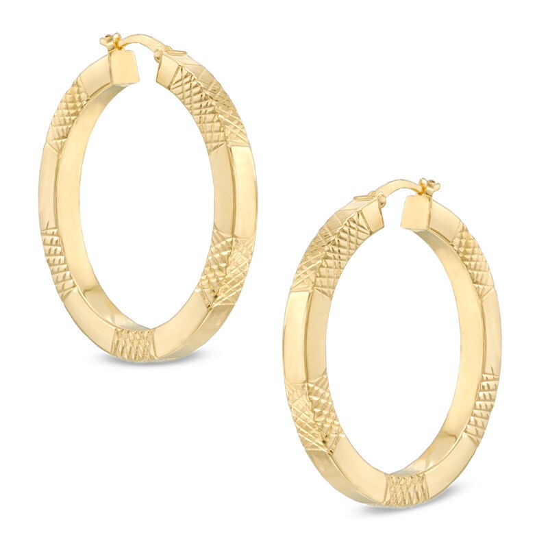 Diamond-Cut Hoop Earrings in Yellow-Tone Sterling Silver