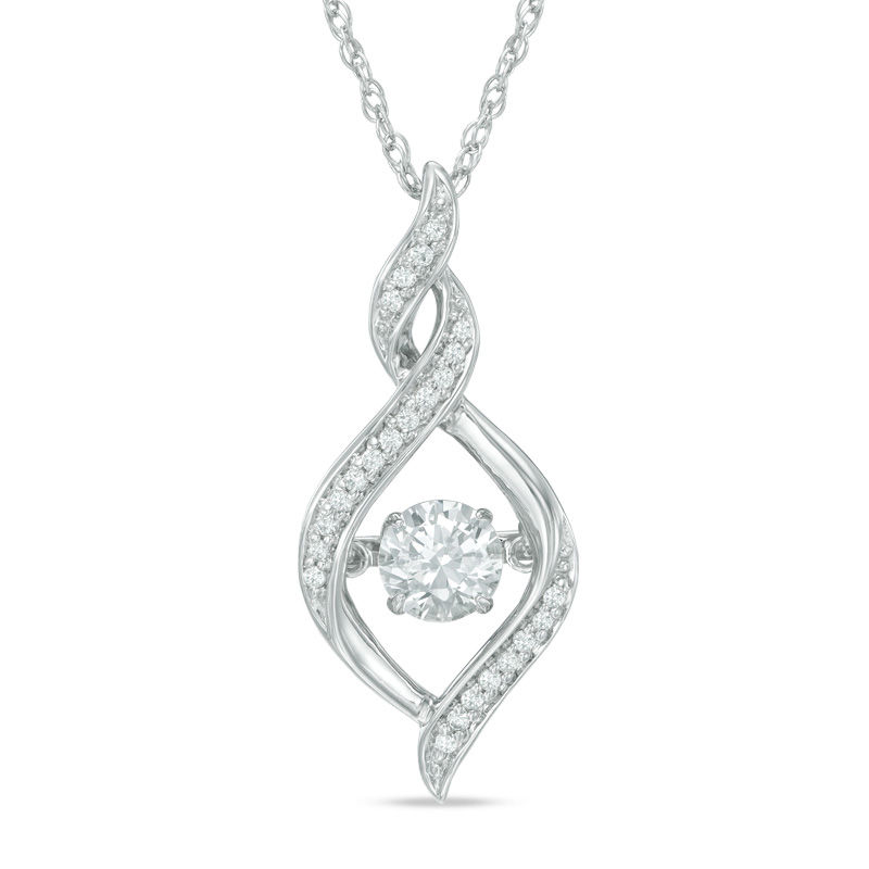 Main Image 1 of 5.5mm Lab-Created White Sapphire Twist Pendant in Sterling Silver
