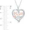 Thumbnail Image 1 of 5.0mm Lab-Created  White Sapphire "MOM" Heart Pendant in Sterling Silver and 14K Rose Gold Plate