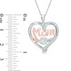 Thumbnail Image 2 of 5.0mm Lab-Created  White Sapphire "MOM" Heart Pendant in Sterling Silver and 14K Rose Gold Plate