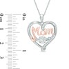 Thumbnail Image 1 of 5.0mm Lab-Created  White Sapphire "MOM" Heart Pendant in Sterling Silver and 14K Rose Gold Plate