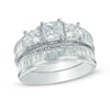 Thumbnail Image 0 of 2-1/4 CT. T.W. Princess-Cut Diamond Past Present Future® Bridal Set in 14K White Gold