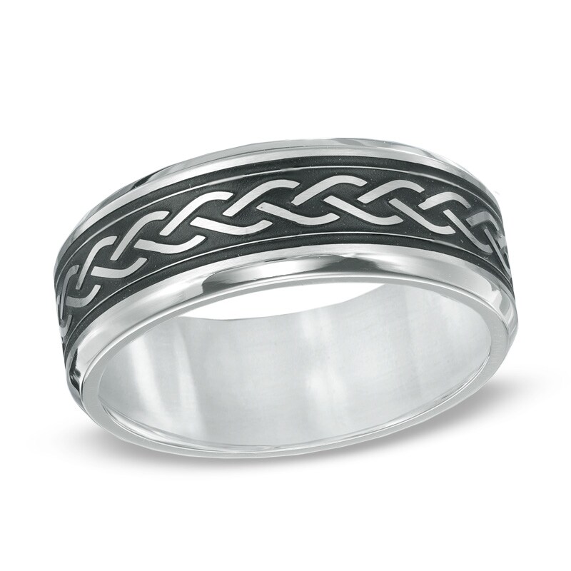 Men's 7.0mm Braid Comfort Fit Stainless Steel Ring - Size 10