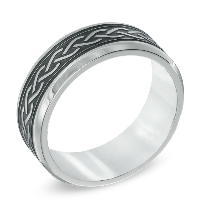 Men's 7.0mm Braid Comfort Fit Stainless Steel Ring - Size 10