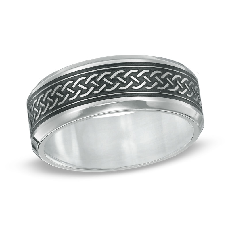 Men's 7.0mm Small Braid Comfort Fit Stainless Steel Ring - Size 10