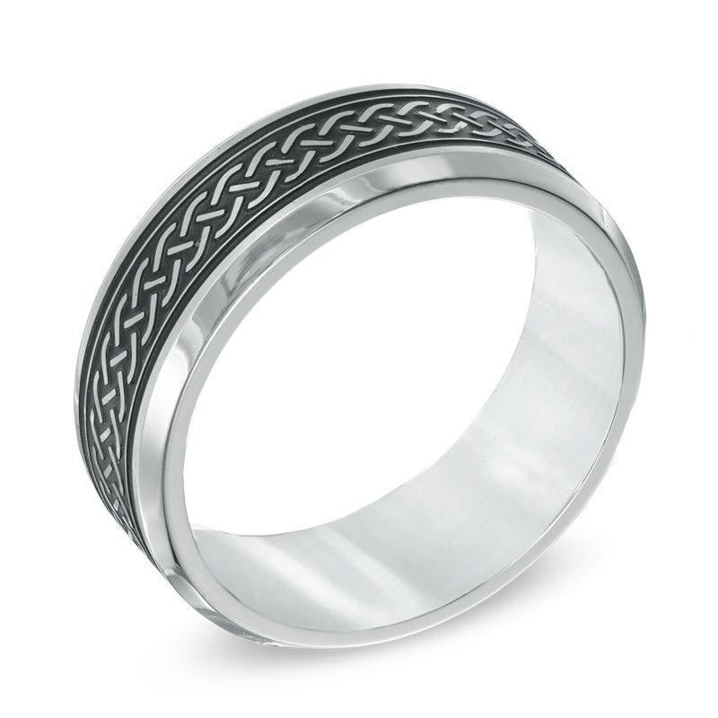 Main Image 2 of Men's 7.0mm Small Braid Comfort Fit Stainless Steel Ring - Size 10