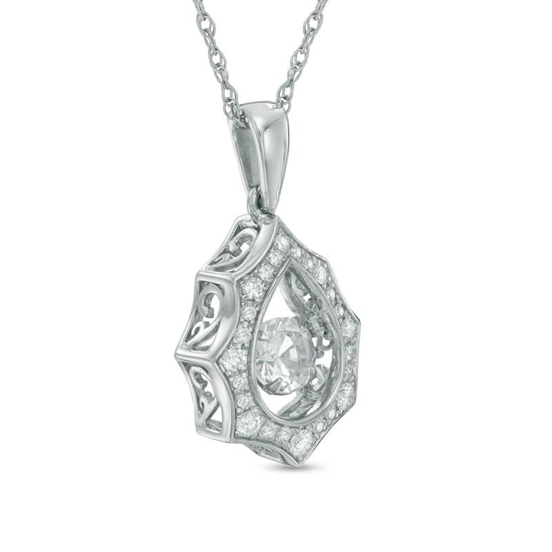 Main Image 2 of 1/2 CT. T.W. Diamond Starburst Pendant in 10K White Gold