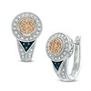 Thumbnail Image 1 of 3/8 CT. T.W. Enhanced Blue, Champagne and White Diamond Hoop Earrings in Sterling Silver