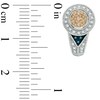 Thumbnail Image 2 of 3/8 CT. T.W. Enhanced Blue, Champagne and White Diamond Hoop Earrings in Sterling Silver