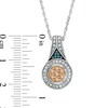 Thumbnail Image 2 of 3/8 CT. T.W. Enhanced Blue, Champagne and White Diamond Pendant in Sterling Silver