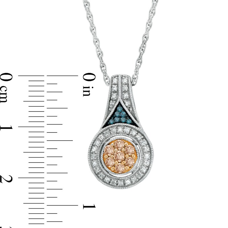 Main Image 2 of 3/8 CT. T.W. Enhanced Blue, Champagne and White Diamond Pendant in Sterling Silver