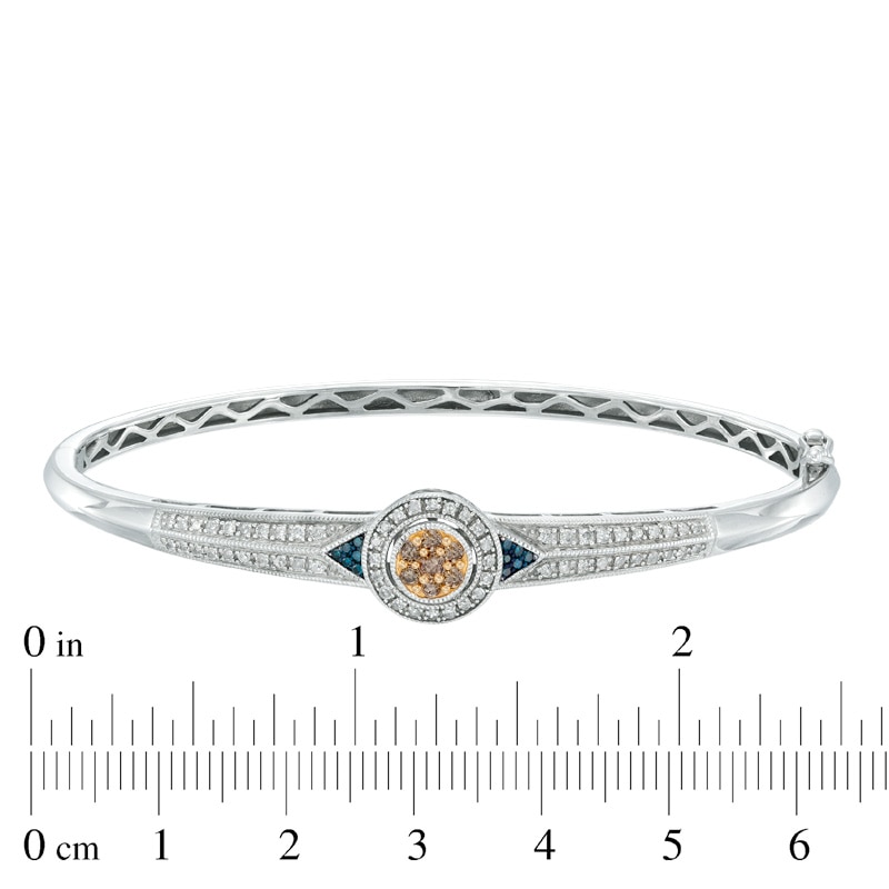 Main Image 2 of 1/2 CT. T.W. Enhanced Blue, Champagne and White Diamond Bracelet in Sterling Silver - 7.25"