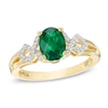 Thumbnail Image 0 of Oval Lab-Created Emerald and White Sapphire Ring in 10K Gold