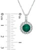 Thumbnail Image 3 of Lab-Created Emerald and White Sapphire Frame Pendant and Stud Earrings Set in Sterling Silver