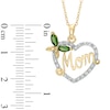 Thumbnail Image 1 of Lab-Created Emerald and White Sapphire Butterfly "MOM" Heart Pendant in Sterling Silver with 18K Gold Plate