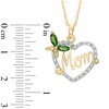 Thumbnail Image 1 of Lab-Created Emerald and White Sapphire Butterfly "MOM" Heart Pendant in Sterling Silver with 18K Gold Plate