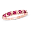 Thumbnail Image 0 of 3.0mm Lab-Created Ruby "X" Five Stone Ring in 10K Rose Gold