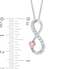 Thumbnail Image 1 of Lab-Created White Sapphire Infinity with Heart Pendant in Sterling Silver and 14K Rose Gold Plate
