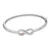 Thumbnail Image 1 of Lab-Created White Sapphire Infinity with Heart Bangle in Sterling Silver and 14K Rose Gold Plate