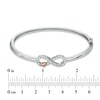 Thumbnail Image 2 of Lab-Created White Sapphire Infinity with Heart Bangle in Sterling Silver and 14K Rose Gold Plate