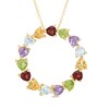 Thumbnail Image 1 of Heart-Shaped Multi-Gemstone Circle Pendant in Sterling Silver with 18K Gold Plate
