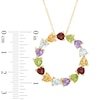 Thumbnail Image 2 of Heart-Shaped Multi-Gemstone Circle Pendant in Sterling Silver with 18K Gold Plate