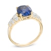 Thumbnail Image 1 of Oval Lab-Created Ceylon Sapphire and White Sapphire Ring in 10K Gold