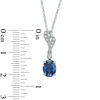 Thumbnail Image 2 of Oval Lab-Created Blue and White Sapphire Pendant in Sterling Silver